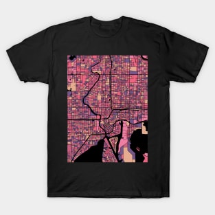 Tampa Map Pattern in Purple & Pink T-Shirt